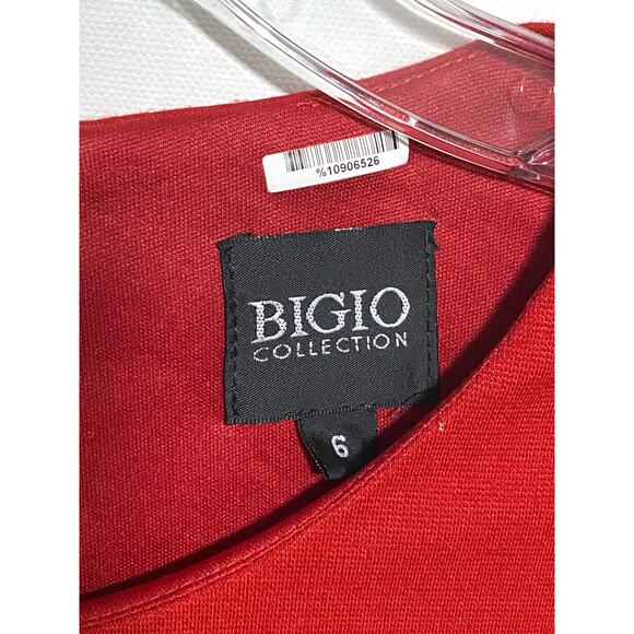 Bigio Collection Dress Red Purple Colorblock Geometric Made USA Women 6 Stretch - Picture 5 of 7